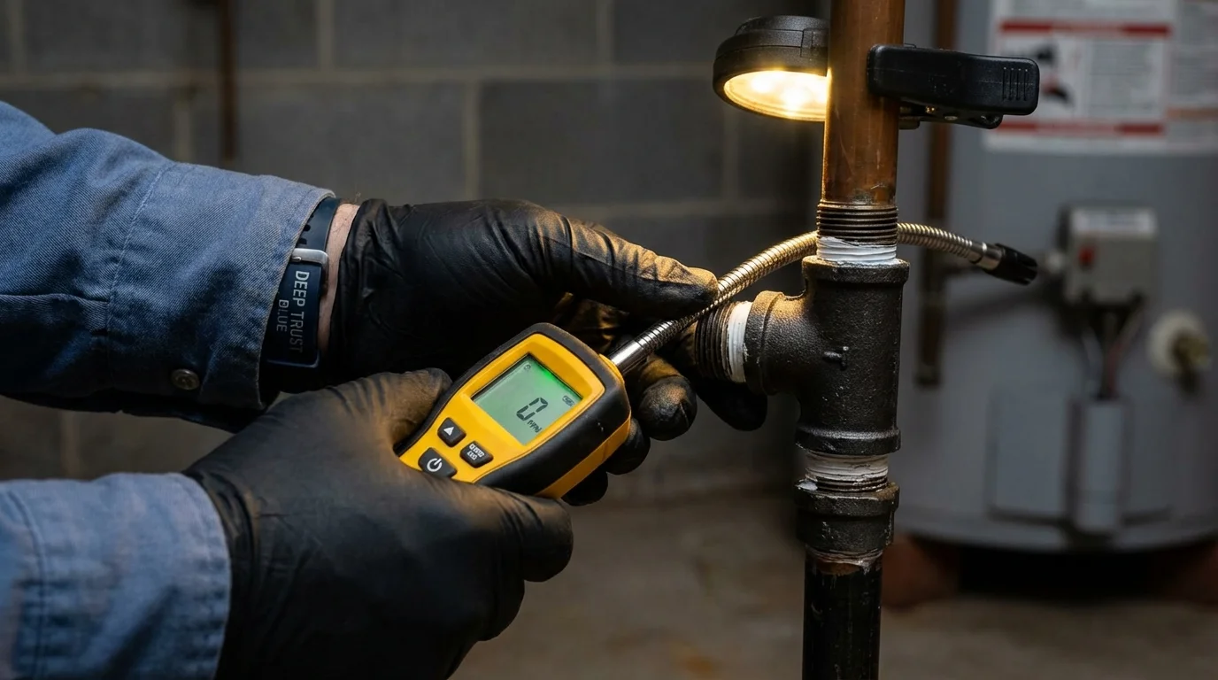 Gas leak detection with electronic sniffer by Johns Plumbing LLC in Hutto