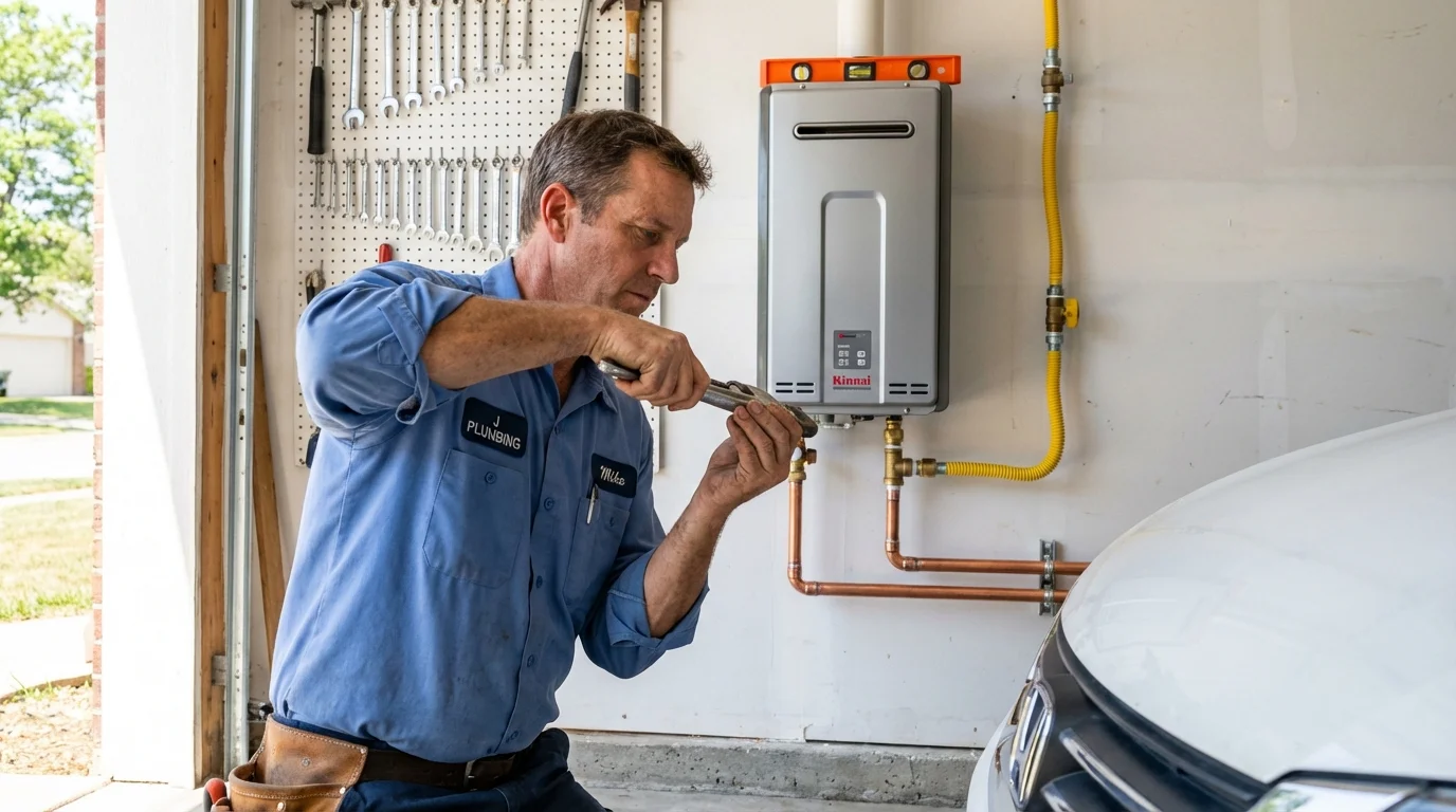 Tankless water heater installation by a Johns Plumbing LLC plumber in Hutto